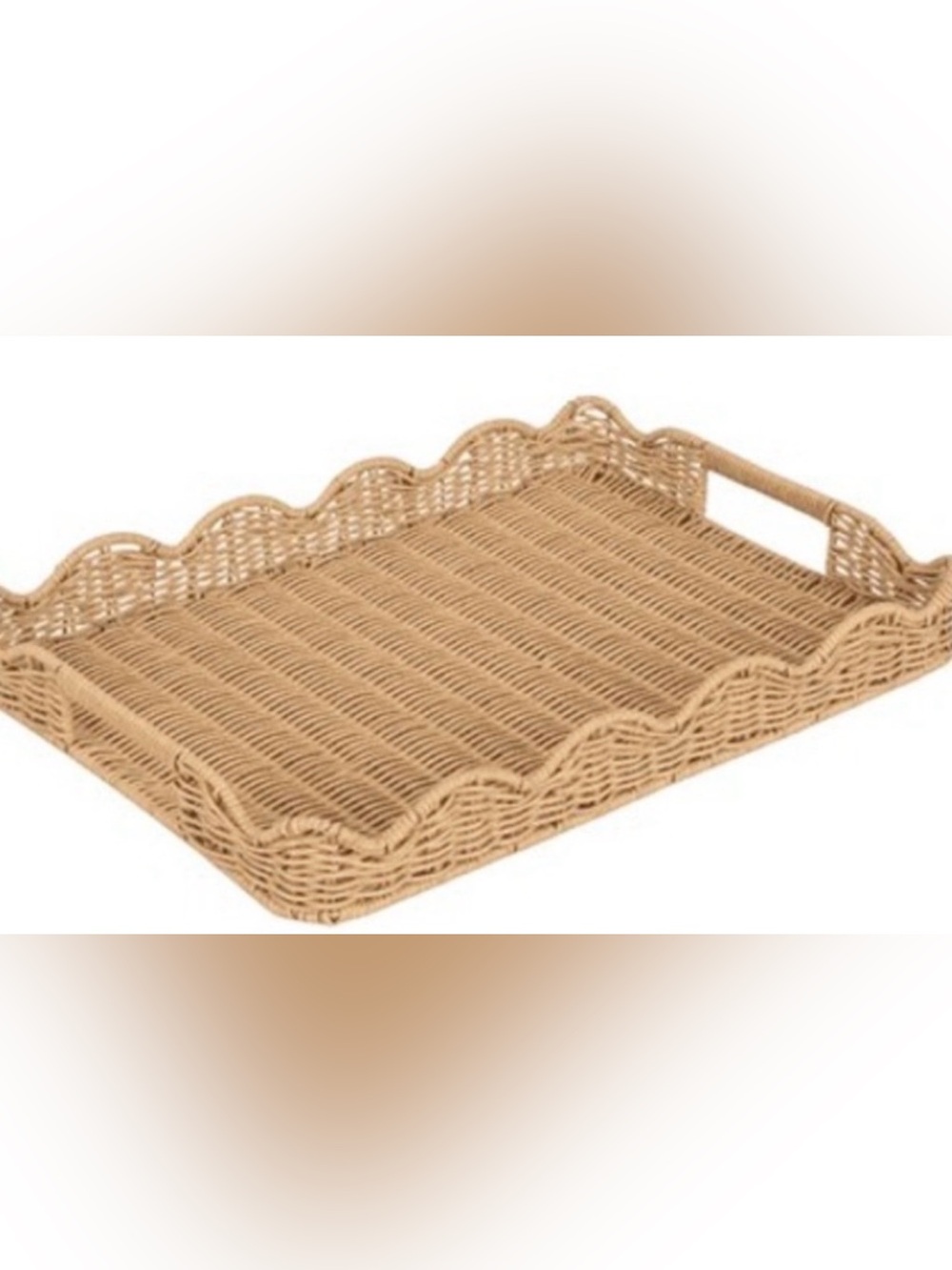 Better homes and gardens rattan scalloped Decorative Tray boho coastal basket